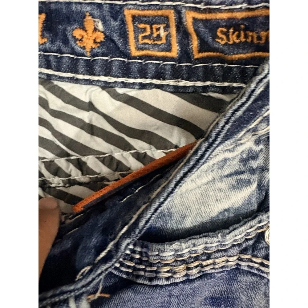 ROCK REVIVAL ASHA JEANS‎ SKINNY WOMENS 25 EMBELLISHED POCKETS 31 INSEAM
